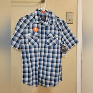 St John's Bay Mens Blue Performance Comfort Stretch Classic Fit Button up size M